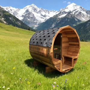 Harga Bagus 4 orang luar ruangan terapi lampu merah Sauna luar ruangan barel pada desain baru dengan eksterior Hemlock gaya baru - Product Image 4