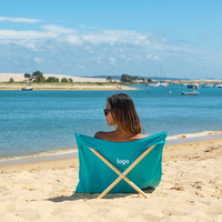 Premium Vintage dossier bas chaise de plage Portable lune chaise en bois pôle Support coton toile croix-pour une utilisation en extérieur vient