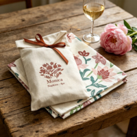 Serviettes de table en lin personnalisées pour accessoires de mariage, impression personnalisée, serviettes imprimées florales