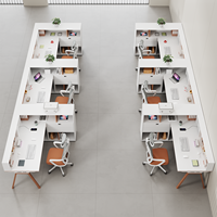 Ensemble de postes de travail modulaires en bois Shuo Ran pour bureaux commerciaux - Bureau ergonomique avec chaise et tiroirs utilitaires pour 2/4/6/8 personnes