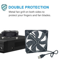 Ventilateur de refroidissement USB 12V pour récepteur DVR, boîtier TV, routeur, 120x120x25mm, 80x80x25mm