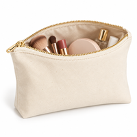 Pochette cosmétique personnalisée en toile naturelle avec fermeture éclair dorée, trousse de maquillage pour femmes, rangement de voyage pour articles de toilette, OEM ODM
