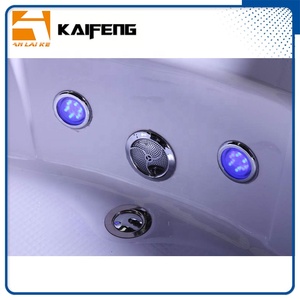 Bañera de hidromasaje de esquina interior blanca con luces LED, bañera de hidromasaje doble con jacuzzi doble para baño, calentador térmico en forma de triángulo - Product Image 4