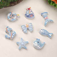 Breloques en résine électroplaquée, motif poisson de dessin animé Océan Bleu, pour la création de pinces à cheveux, coques de téléphone et chaussures DIY