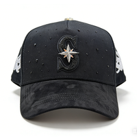 Cappelli BAEZ G5 di Qualità con Logo Ricamato 3D, Visiera Curva in Camoscio, Cappellini Regolabili a 5 Pannelli, Berretti da Baseball Neri Dandi
