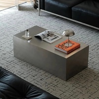 Vente directe d'usine, table basse en métal de style industriel Baughaus, façade nette, modélisation en blocs, ton froid, personnalisable