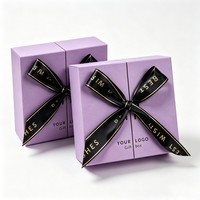 Boîte cadeau personnalisée à double porte avec ruban noir pour parfum, rouge à lèvres, cadeaux d'anniversaire et produits haut de gamme
