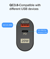 Chargeur USB-C PD 20W Ignifuge OTP/OVP Tendance 2025 avec Charge Rapide 3.0 et Adaptateur de Voyage Blanc