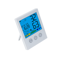 Thermomètre et hygromètre d'intérieur, station météo avec lumière LED nocturne, horloge avec alarme de température et d'humidité pour la maison, la chambre à coucher et le bureau