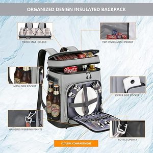 <strong>Backpack</strong> <strong>Cooler</strong>,40 Cans <strong>Cooler</strong> <strong>Backpack</strong> Insulated Waterproof&amp;Leak Proof,Soft <strong>Cooler</strong> Bag with 2 Compartments - Product Image 5
