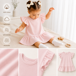 Ropa Infantil Personalizada OEM ODM, Ropa Casual de Verano, Vestido de Algodón Liso para Bebés y Niñas Pequeñas, Gran Venta - Product Image 3