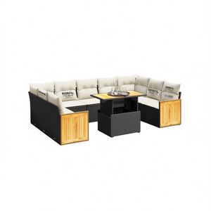 Conjunto de Sofás de Jardín en Ratán Sintético Negro, Muebles de Exterior con Cojines de Espuma de Alta Densidad, Diseño Contemporáneo Impermeable - Product Image 1