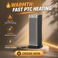 Chauffage par ventilateur PTC portable avec thermostat, télécommande, minuterie et mode silencieux pour chambre et salon