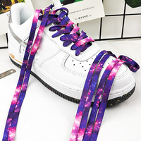 WEGOODZF Lacets plats imprimés colorés personnalisés de couleur ciel étoilé lacets dégradés de 8MM de large pour baskets et chaussures décontractées