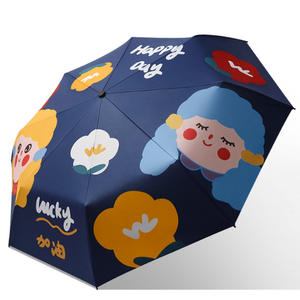 Serie de Ilustraciones Manuales, Sombrilla Plegable con Mango de Madera Pequeño, Vinilo Anti-UV, <span class=keywords><strong>Protector</strong></span> <span class=keywords><strong>Solar</strong></span>, Diseño Creativo y Personalizado para Mujeres Coreanas - Product Image 2