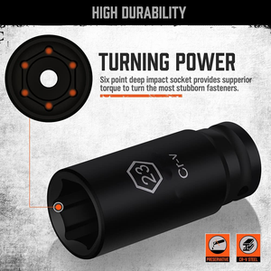 1/2" Drive Impact Socket Set, 66-Piece Standard SAE (3/8"-1-1/4") and Metric (8-24mm) Size, 6 Point, Cr-V - Product Image 2