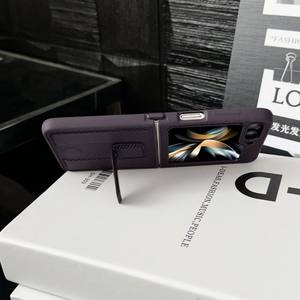 Étui de téléphone en fibre de carbone en cuir pour <span class=keywords><strong>Samsung</strong></span> <span class=keywords><strong>Galaxy</strong></span> <span class=keywords><strong>Z</strong></span> flip6 flip5 flip4 flip3 <span class=keywords><strong>Z</strong></span> flod6 fold5 fold4 fold3 couverture - Product Image 3