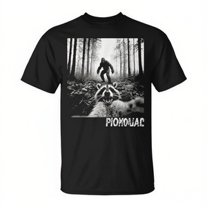 Camiseta Raccoon Selfie With Sasquatch Bigfoot, color negro, unisex, talla para adultos - Product Image 2