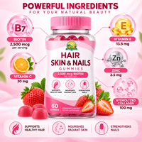 Gummies Cheveux Peau Ongles OEM 2500mcg Biotine Collagène Kératine Fraise Vitamine C E Vrac Marque Privée