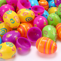 Oeufs de Pâques en plastique imprimé lumineux Assortiment d'oeufs de Pâques colorés en vrac pour la chasse aux oeufs Panier de Pâques Remplisseurs