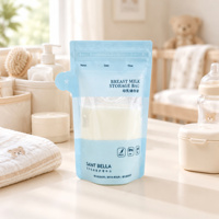 Kantong Penyimpanan ASI Steril 200ml Bebas BPA Resleting Ganda Dapat Berdiri Sendiri Produk Bayi Kantong Anti Bocor