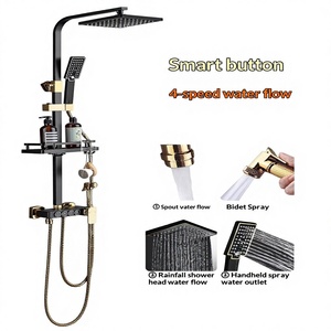 Système <span class=keywords><strong>de</strong></span> douche carré moderne Senducs noir et or, mitigeur <span class=keywords><strong>de</strong></span> <span class=keywords><strong>baignoire</strong></span> chaud/froid, robinet <span class=keywords><strong>de</strong></span> salle <span class=keywords><strong>de</strong></span> bain, ensemble <span class=keywords><strong>de</strong></span> douche thermostatique - Product Image 1