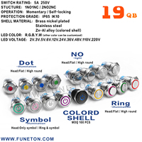 Interrupteur à bouton-poussoir métallique à verrouillage momentané 12v bleu vert rouge LED 19mm anodisation aluminium noir étanche IP67