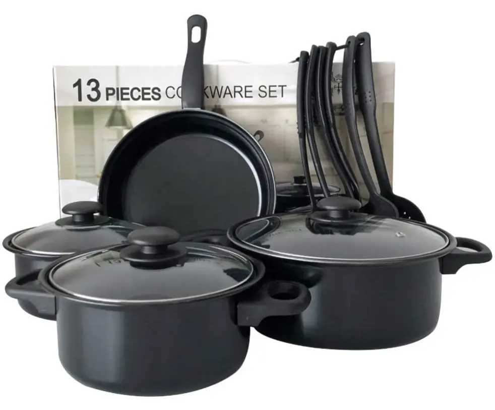 pots and pans pot set nonstick cookware set nonstick Thirteen-piece set black for all stoves