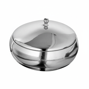 Stainless Steel <b>Bowl</b> <b>with</b> <b>Lid</b> in Silver Finished for Kitchen Home Hotel Restaurants Tabletop Decorative Steel <b>Bowl</b> - Product Image 1