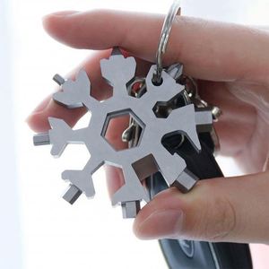 Snowflake Multitool 18-in-1 Snow Multi-Tool Screwdriver Bike Tools Keychain Bag Tag M4 M5 M6 <b>Hex</b> Wrench Key Bottle Opener - Product Image 5