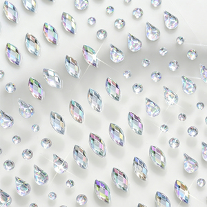 Pegatinas de joyas faciales de diamantes de imitación <span class=keywords><strong>en</strong></span> forma de lágrima, tatuajes de gemas acrílicas de cristal multiforma para ojos y cuerpo, ideales para cosplay de sirena y festivales de música. - Product Image 2