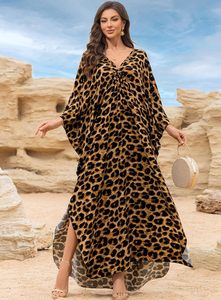 Vestidos <span class=keywords><strong>Kaftan</strong></span> para Mujer Yanziliu, Tallas Grandes, Cuello en V, Mangas Murciélago, Traje de Playa, Estampado de Leopardo, Verano 2025, 180g, En Stock - Product Image 5