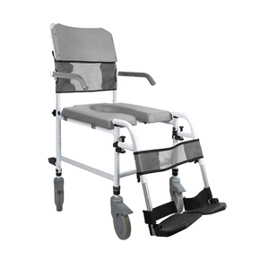 Sedia WC Mobile <span class=keywords><strong>con</strong></span> <span class=keywords><strong>Ruote</strong></span> per Anziani e Donne in Gravidanza, Ausilio per Terapia Riabilitativa in Alluminio, Sedia a Rotelle per Doccia - Product Image 5