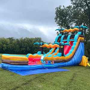 Nouvelle conception de toboggan aquatique tropical de 20 pieds, toboggans aquatiques gonflables à deux voies pour glisser avec une piscine - Product Image 1
