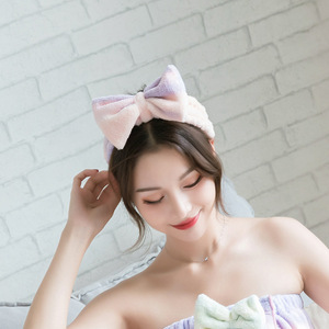 Diadema con lazo arcoíris de Jiemeirui, banda elástica de lana coral para lavarse la cara, maquillaje, belleza, estilo coreano - Product Image 4