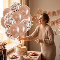 Lot de 20 ballons en latex or rose à paillettes de 12 pouces pour la remise des diplômes, les vœux de rétablissement et les décorations