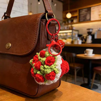 Porte-clés Fleur 3D au Crochet Fait Main 2026, Breloque de Sac Créative en Forme de Rose pour Femme, Pendentif Cadeau Personnalisable