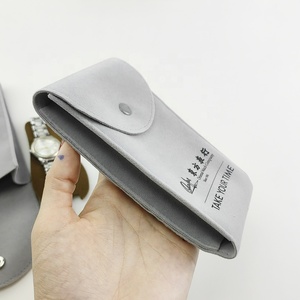 Bolsas de Joyería de Gamuza Gris Personalizadas con Logotipo, Bolsa de Regalo de Terciopelo para Reloj - Product Image 2