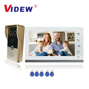Videw vídeo porteiro 7 polegadas, visão noturna, sistema de interfone com fio, rfid, desbloqueio, câmera, campainha, porta, para casa, vila, apartamento