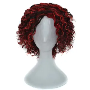 Mengyun Günstige brasilia nische Haar perücken für schwarze Frauen Kurze rote verworrene lockige Echthaar perücken