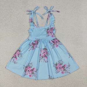 Robe d'été sans manches pour filles, motif nœuds noirs, en coton et élasthanne, style princesse, mignonne, décontractée, vente en gros, vêtements pour sœurs, collection boutique - Product Image 3