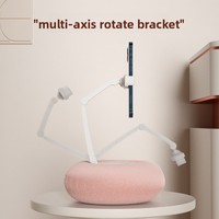 Support de téléphone portable mignon en plastique avec coussin en peluche et axe multi-segments, support mains libres pour lit et canapé