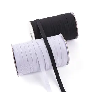 High Elastic Black/White 3mm 5mm 6mm 8mm 10mm 12mm Woven Ribbon Knitted Elastic Rope Flat Elastic Band For Nonwoven Facemask