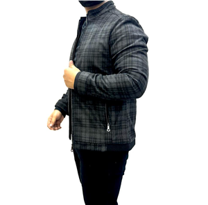 Manteau d'hiver de baseball à carreaux de luxe pour hommes, veste en cuir taille XL à col montant et à fermeture éclair et à manches longues de haute qualité avec service OEM - Product Image 3