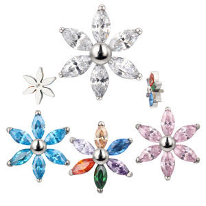 2023 más nuevo al por mayor Piercing para el cuerpo joyería sol flor labio anillos Helix colorido 6 Marquise CZ Labret Top - Product Image 2