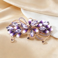 Jepit Rambut Wanita Desain Baru Warna-Warni Mewah Berhiaskan Rhinestone, Jepit Rambut Musim Semi, Jepit Rambut Alloy Fashion untuk Anak Perempuan, Penjepit Rambut Kuncir Kuda