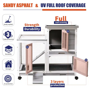 Gabbia per Porcellini d'India da Interno ed Esterno, Casetta per Animali Domestici a 2 Piani in Legno Massello, Conigliera con 2 Grandi Stanze Principali per Piccoli Animali - Product Image 3