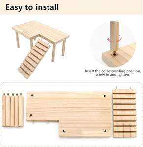 Muestra gratis de hámsteres sirios enanos, jerbos, ratones, Degus, plataforma de madera para hámster, cuenco de agua y comida para mascotas pequeñas para jaula de hámster - Product Image 2