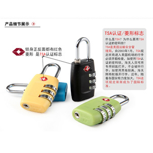 <b>TSA</b> Approved Travel Combination <b>Lock</b> Black 3 Digit Mechanical Luggage Padlock for Airport Security Use - Product Image 4