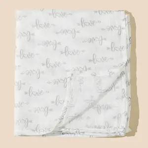 Wholesale Super Soft Sleeping Custom Knitted Receiving Bamboo Cotton Muslin Swaddle Blankets Co-Sleeping For Baby